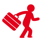 Icon User Journey Research, Mensch mit Koffer